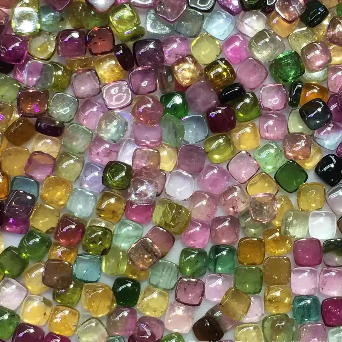 Wholesale 10pcs/pack Genuine Multi Tourmaline 4mm Square Cushion Gemstone Jewlery Cabochon Ring Face For Jewelry DIY