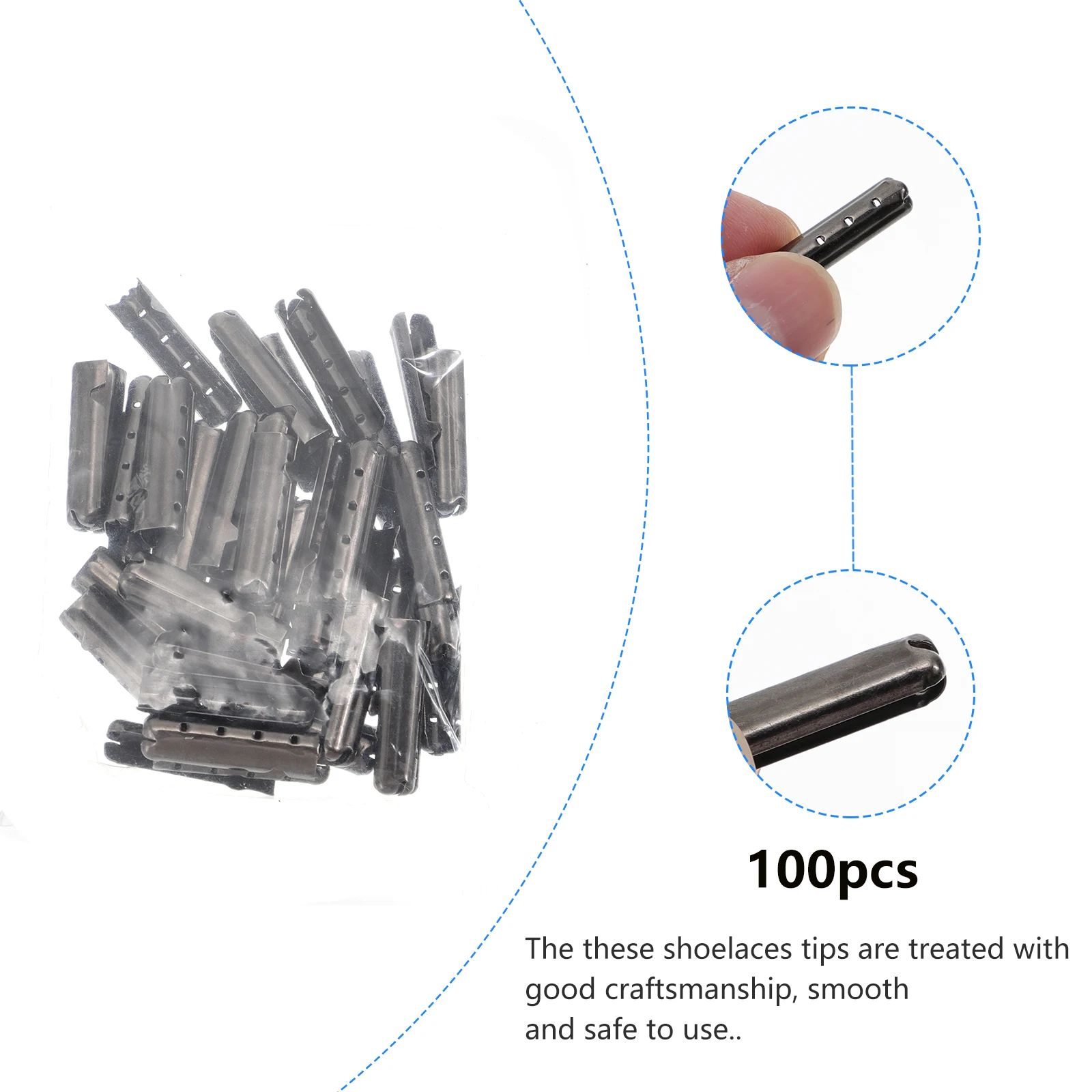 

100pcs Metal Round Tip Caps For Shoelaces Copper Aglets Repair Shoe Lace Ends Diy Replacement Tips Hat Rope Accessories