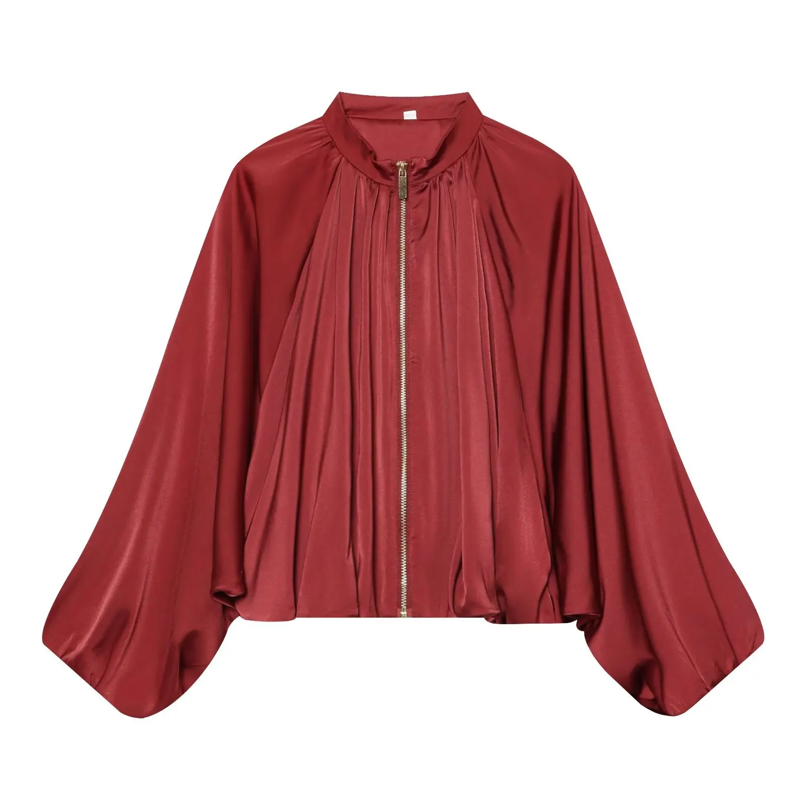 KONDALA Damen Casual Satin Bomberjacke Trendige High-Street Reißverschlussjacke Neu 2026 Frühherbst Elegante Schicke Puffärmel-Jacke – Detail 21