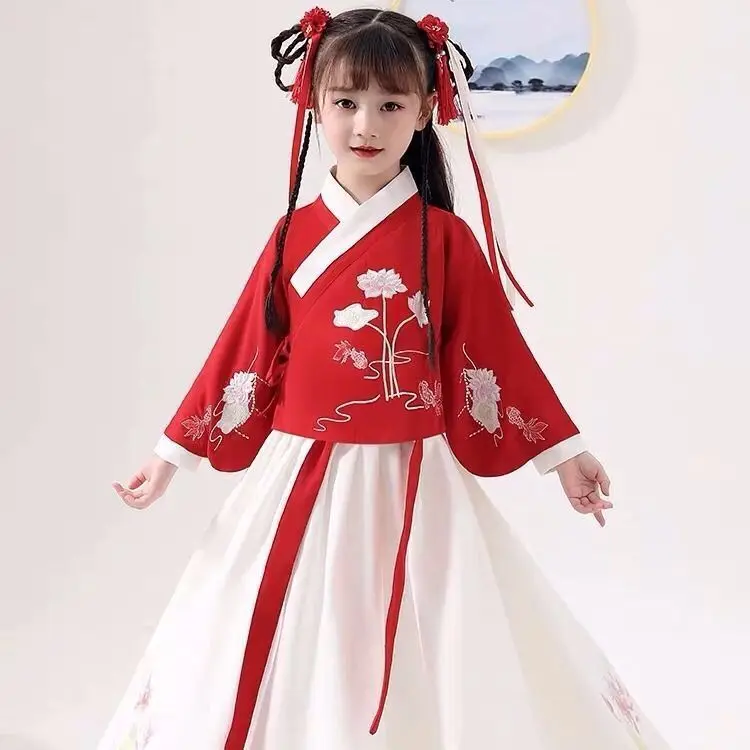 

Eternal Elegance Hanfu Set - Ming Style Qixiong Ruqun, Long Ethereal New Year Hanfu for Girls Traditional Costume