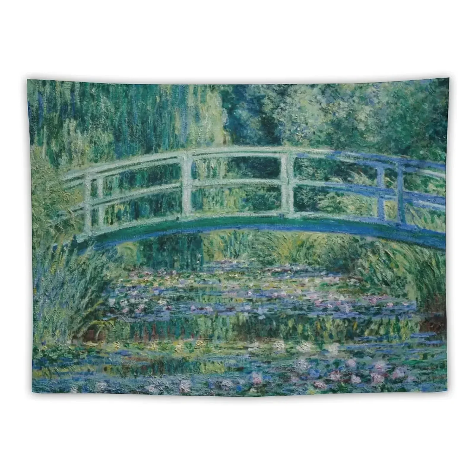 Claude Monet - Water Lilies and Japanese Bridge Tapestry Aesthetic Home Decor On The Wall Tapestry