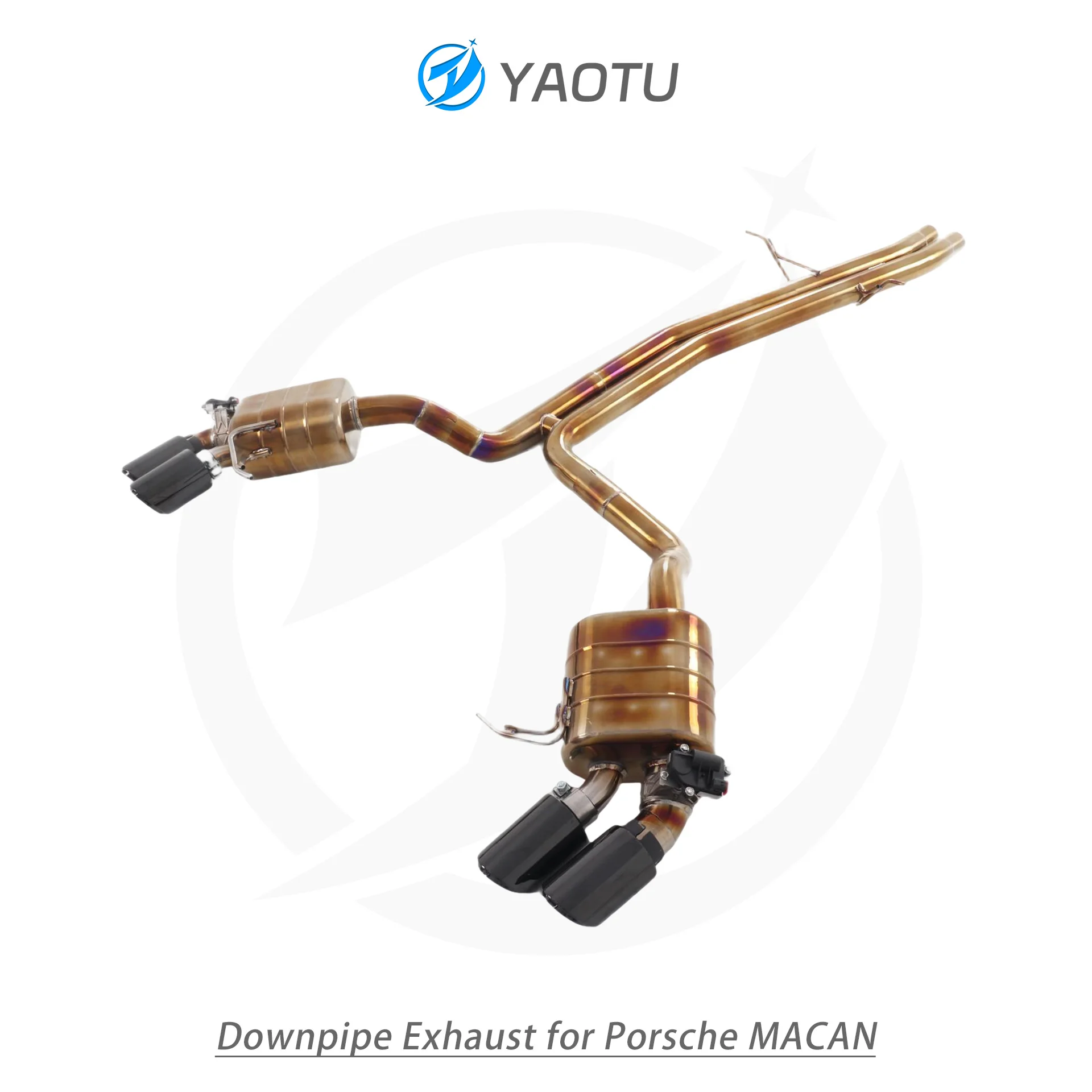 YT Titanium Escape Car Muffler with Valve Control System Catback Exhaust Pipes for Porsche Macan 2.0T
