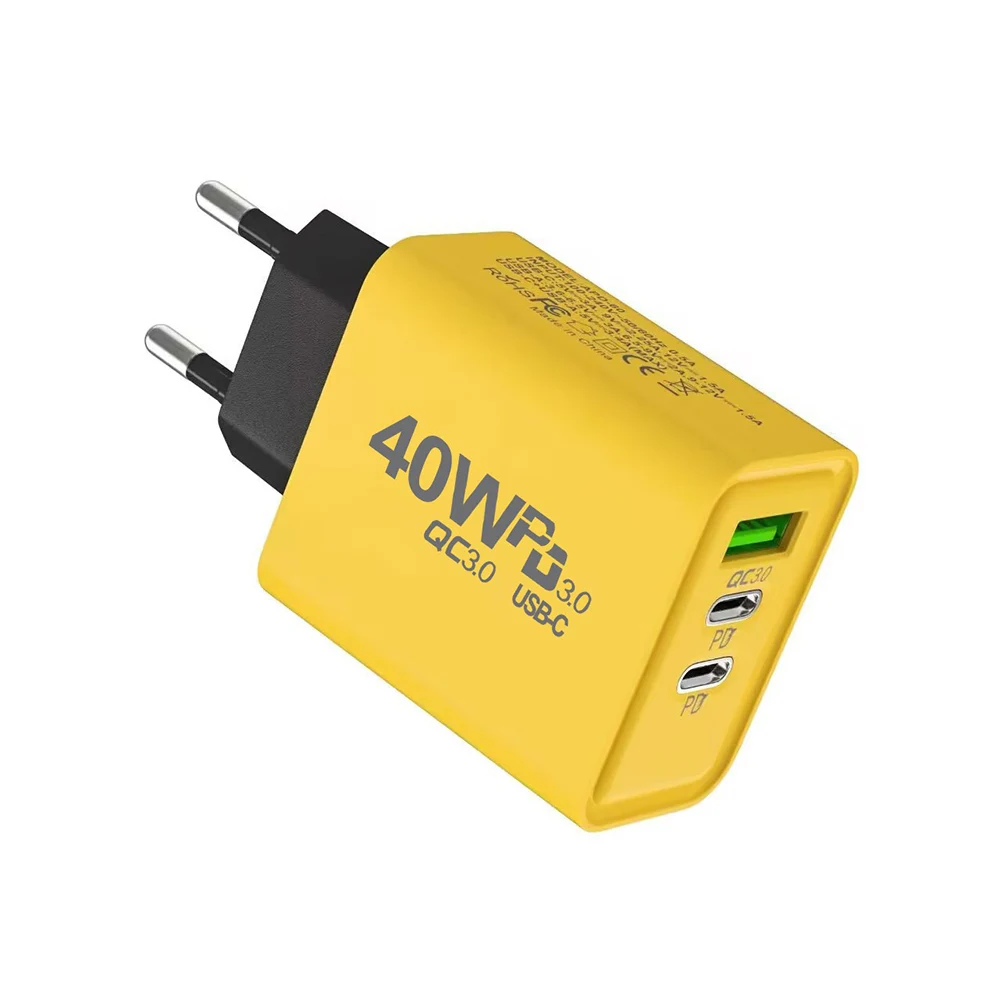 Dual Type-C Charger 40W Fast Charger Portable Charger Power Delivery Technology Single USB Port Sleek Design Use At Office
