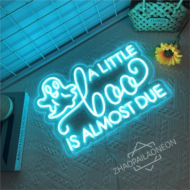 A Little Boo is Almost Due LED Neon Sign Halloween Boo Ghost Neon Sign Halloween Decor LED Neon Light Sign Wall Decor Man Cave - view 2