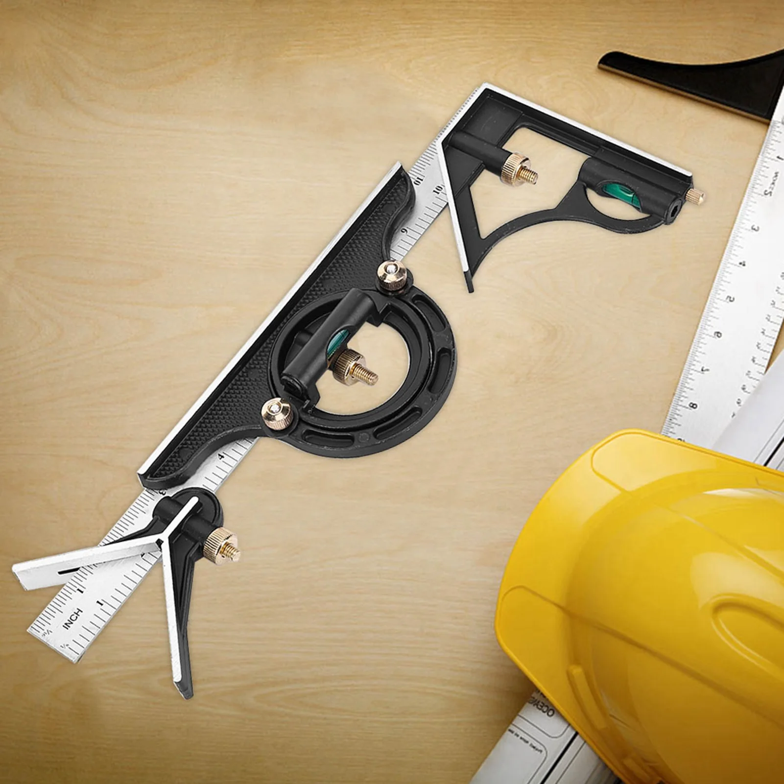 각도 측정기 스테인레스 스틸 각도 눈금자 0-180 °   콤비네이션 트라이 0.01 프로트랙터 측정 도구 각도자 스틸 프로트랙터