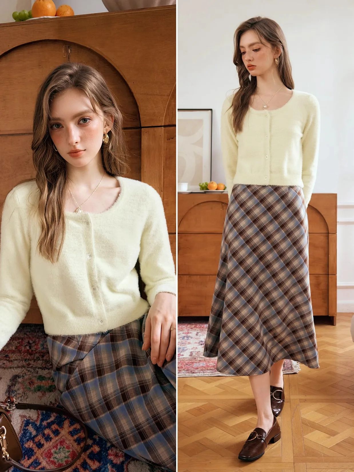 

OLrain светло-желтый кардиган, женский свитер, осень 2024, новая мода, простые трикотажные изделия, укороченные вязаные топы с круглым вырезом VP56QZ86518