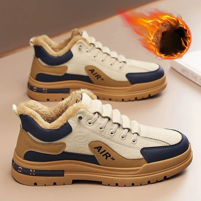 

2026 New Men's Sports Shoes with High-quality Velvet for Men's Running, Lace Up Flat Shoes, Winter Outdoor Men's Tennis Shoes