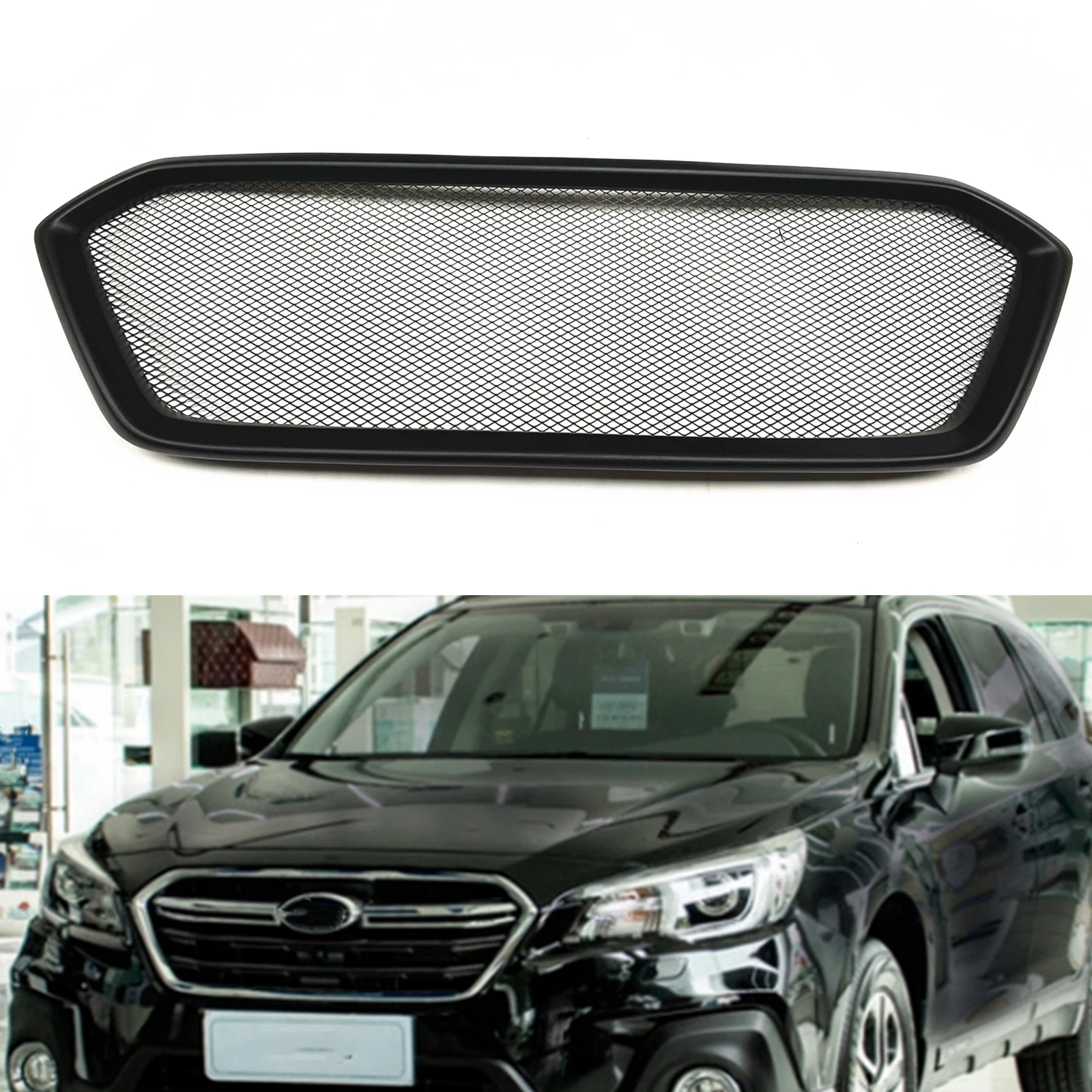 Front Grille For Subaru Outback Sport 2020 2021 2022 Fiberglass/Carbon Fiber Car Upper Bumper Hood Mesh Grid Racing Grills Kit