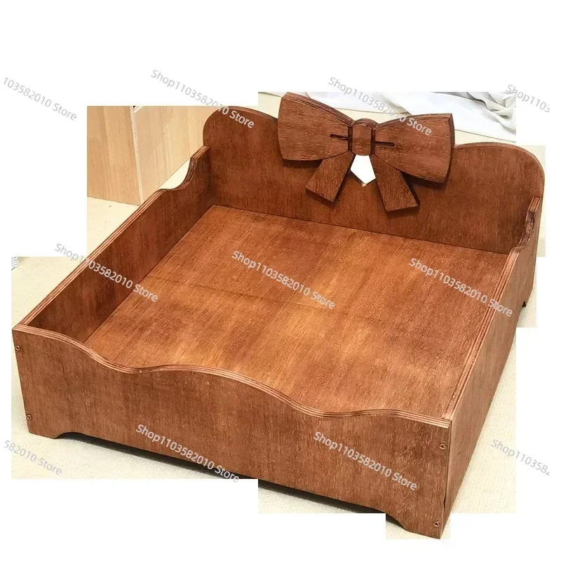Solid wood pet nest bow cat nest small dog Yorkshire teacup teddy kennel