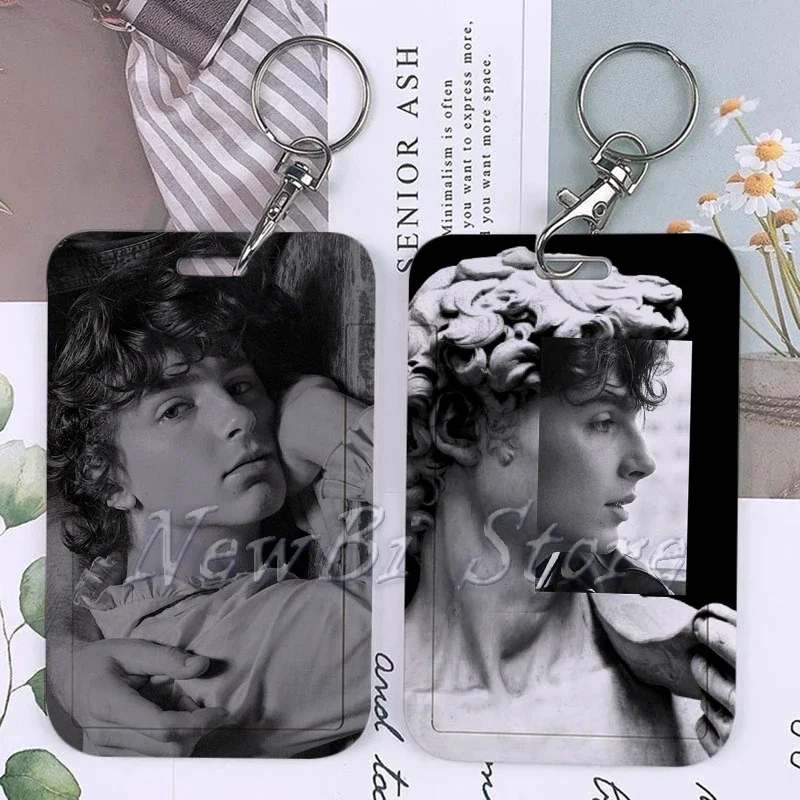 Popular Male Star Timothee Chalamet Keychain Card Holder Call Me By Your Name Keychains Bank Bus ID Credit Cards Key Ring Chains