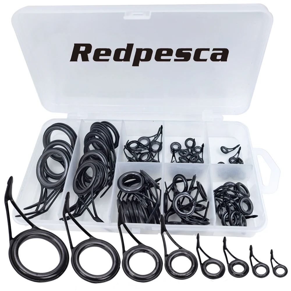 75Pcs Fishing Rod Repair Kit Rod Tip Guide Eye Ring Repair Kit Spinning Rod Guides 6#-30#