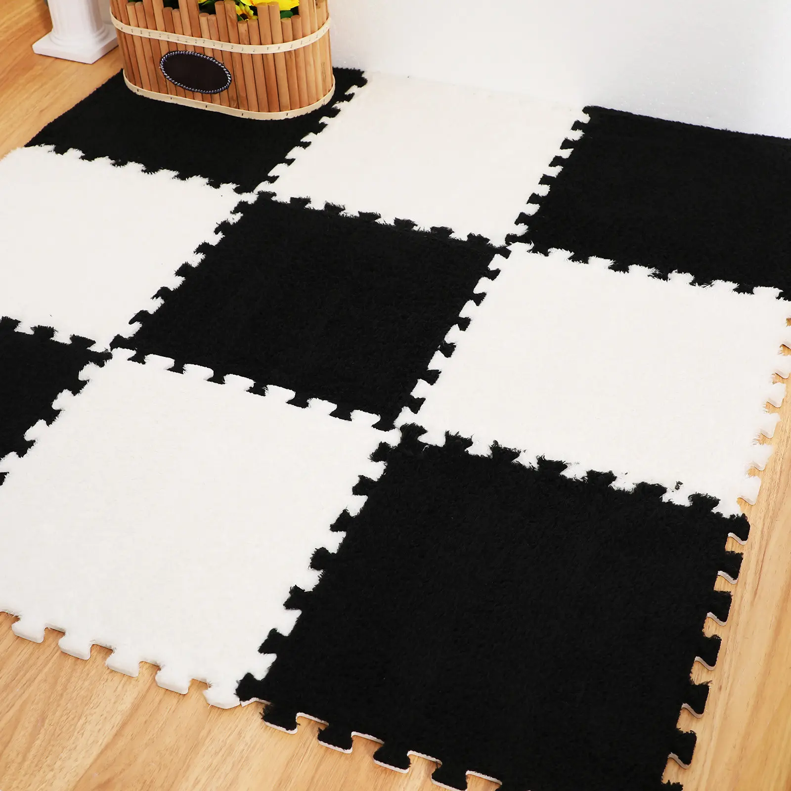 20Pcs Puzzle Carpet Tiles Interlocking Floor Mats for Home Nursery Playroom Soft Comfortable Flooring Easy Assembly Splicing