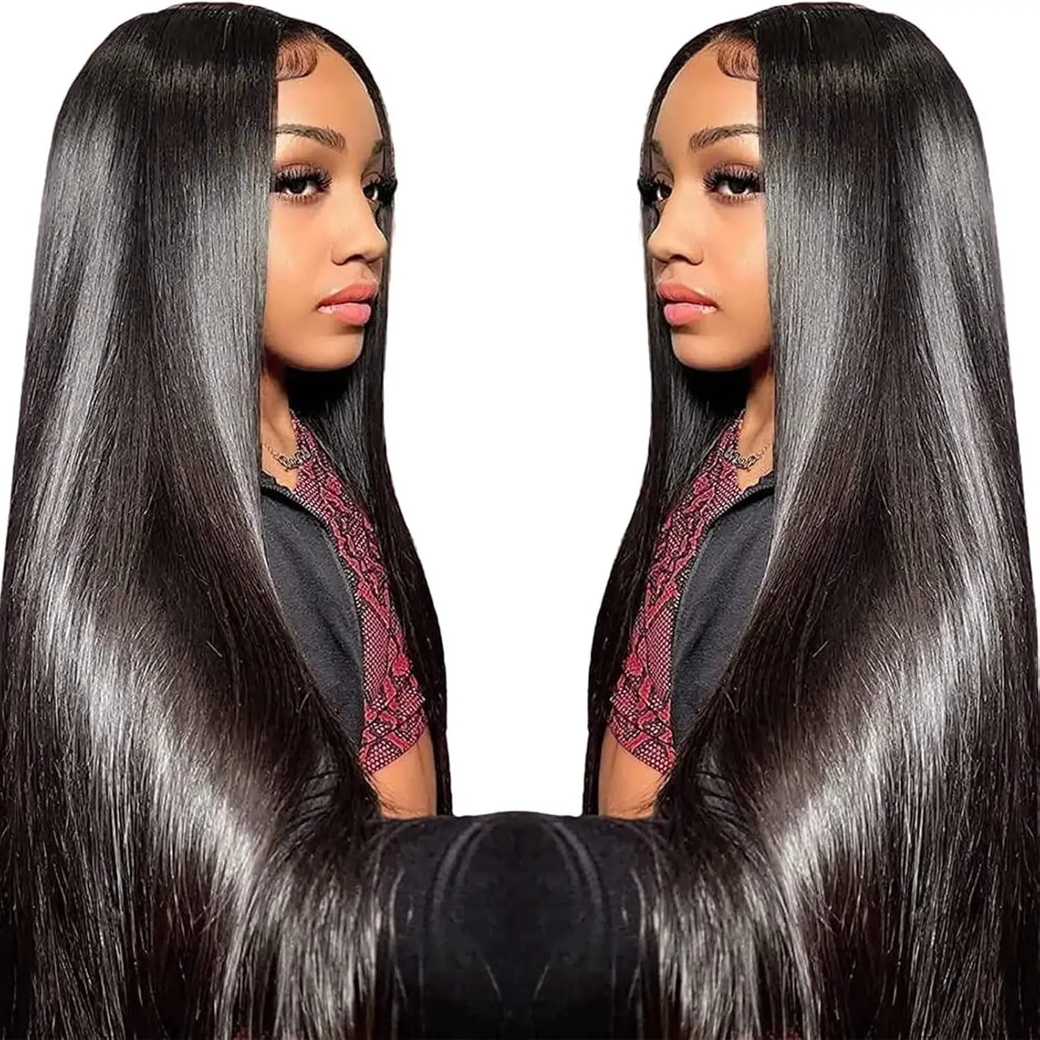 

TTSMINS 13X6 Lace Front Wigs Human Hair Pre Plucked With Baby Hair 30 Inch 180 Density Glueless Transparent HD Straight Lace Fro