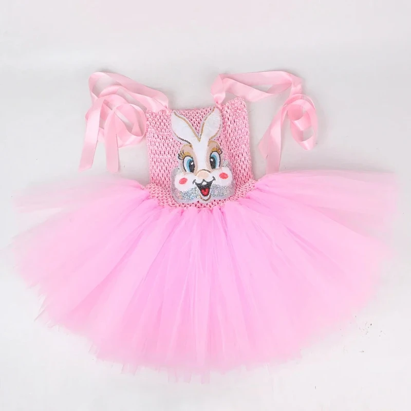 Pink Sequins Bunny Girl Cosplay Costume Toddler Kids Cartoon Rabbit Tutu Dress Outfits Baby Girls Birthday Party Easter Clothing view 6