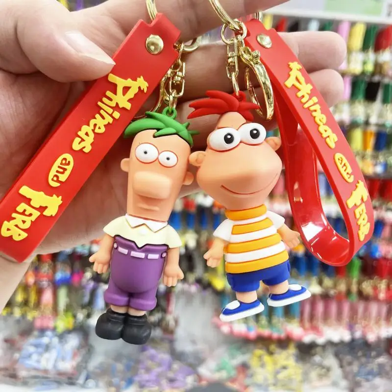 New Phineas and Ferb Perry Keychains Kawaii Disney Cute Anime Toys Creative Backpack Doll Pendant Decoration Car Keychain Gifts