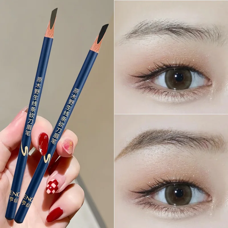 Wood Eyebrow Pencil Cosmetics Woman Makeup Brown Waterproof Sweatproof Durable Hard Refill core blade