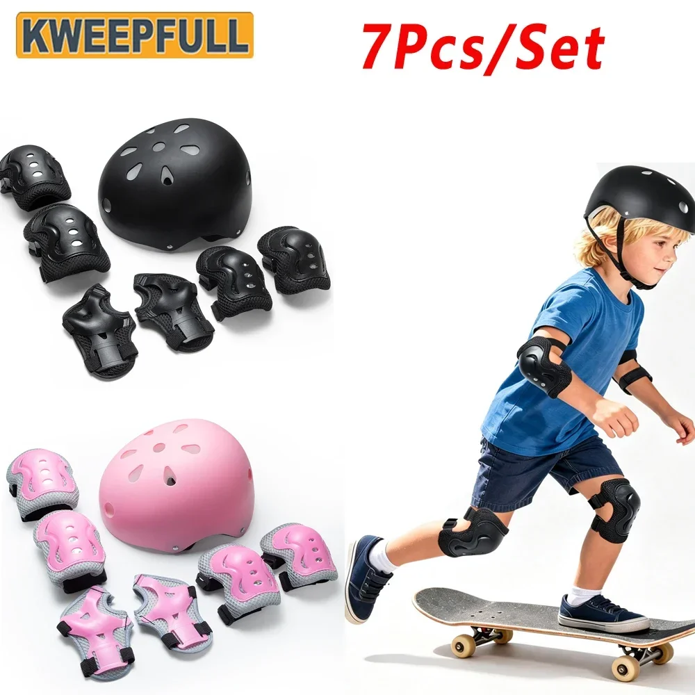 Kids Bike Helmet Protective Gear Set for 3-10 Years Old, Adjustable Skate Helmet with Knee Elbow Wrist Pads for Cycling Scooter