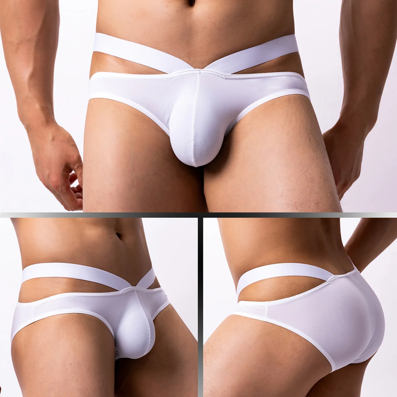 

Мужские сексуальные трусы из ледяного шелка, эластичные быстросохнущие крутые трусики, ажурные трусы для геев, эротическое нижнее белье с низкой посадкой и U-образной выпуклой сумкой