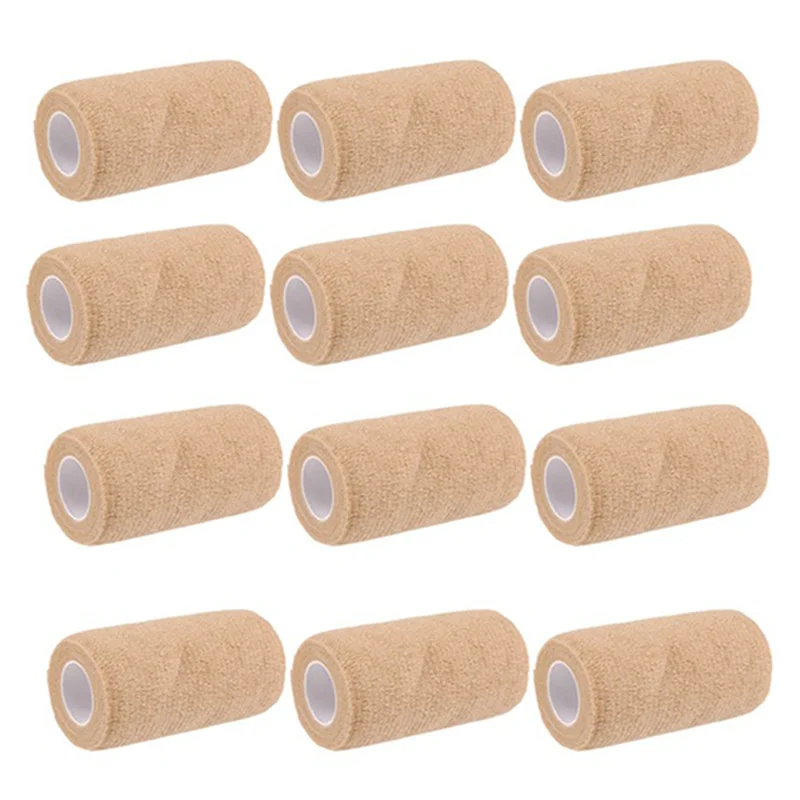 

B72A 12 Pack Multicolored Self Adhesive Bandages, 10X450cm Cohesive Wrap For Emergency Care