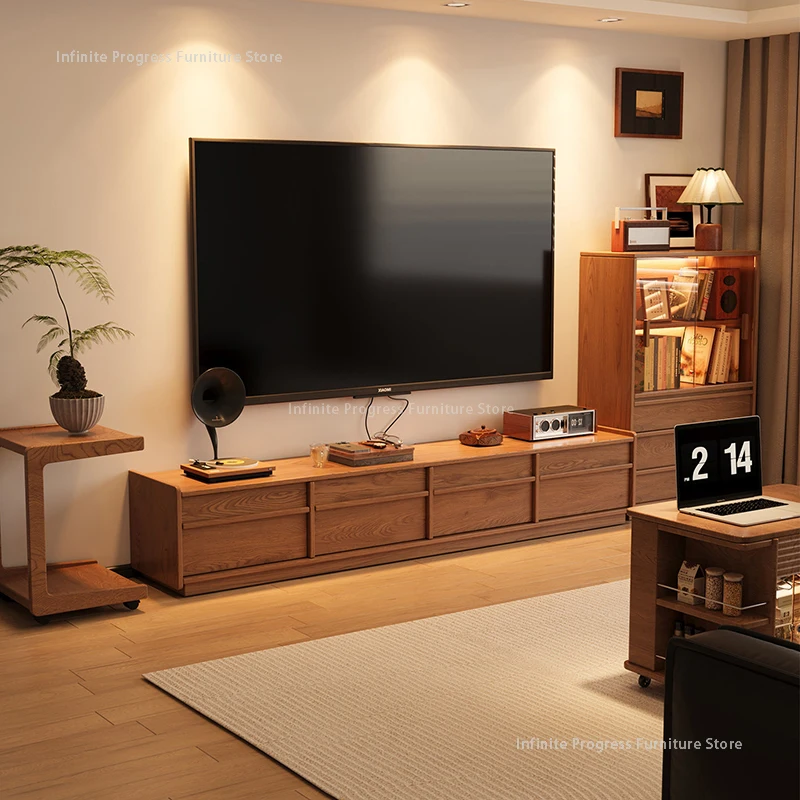 

Mid-Century Style Solid Wood TV Stand Nordic Creative Living Room Floor Side Cabinet Combination Designer Storage Furniture FYTS
