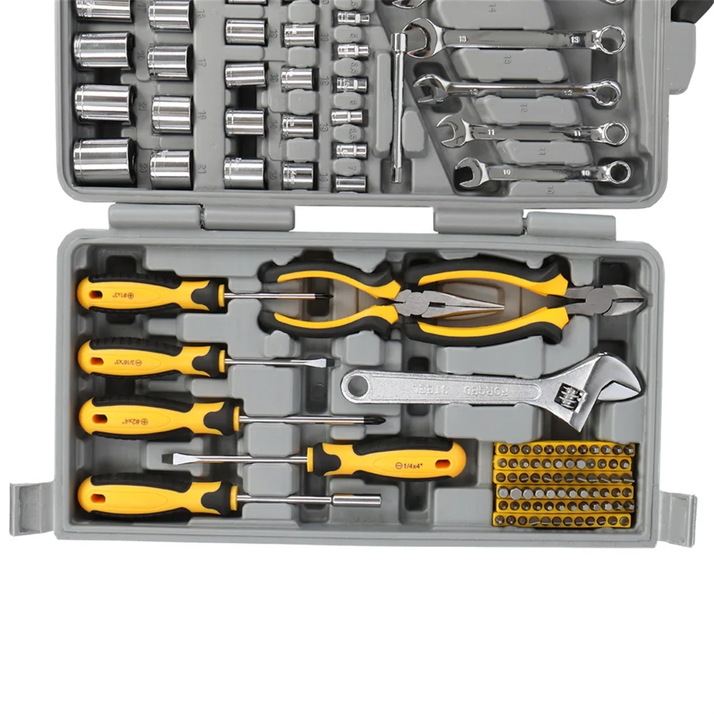 205pcs Household Tool Set Portable Corrosion Protective Carbon Steel Repair Tool Set With Solid Storage Box