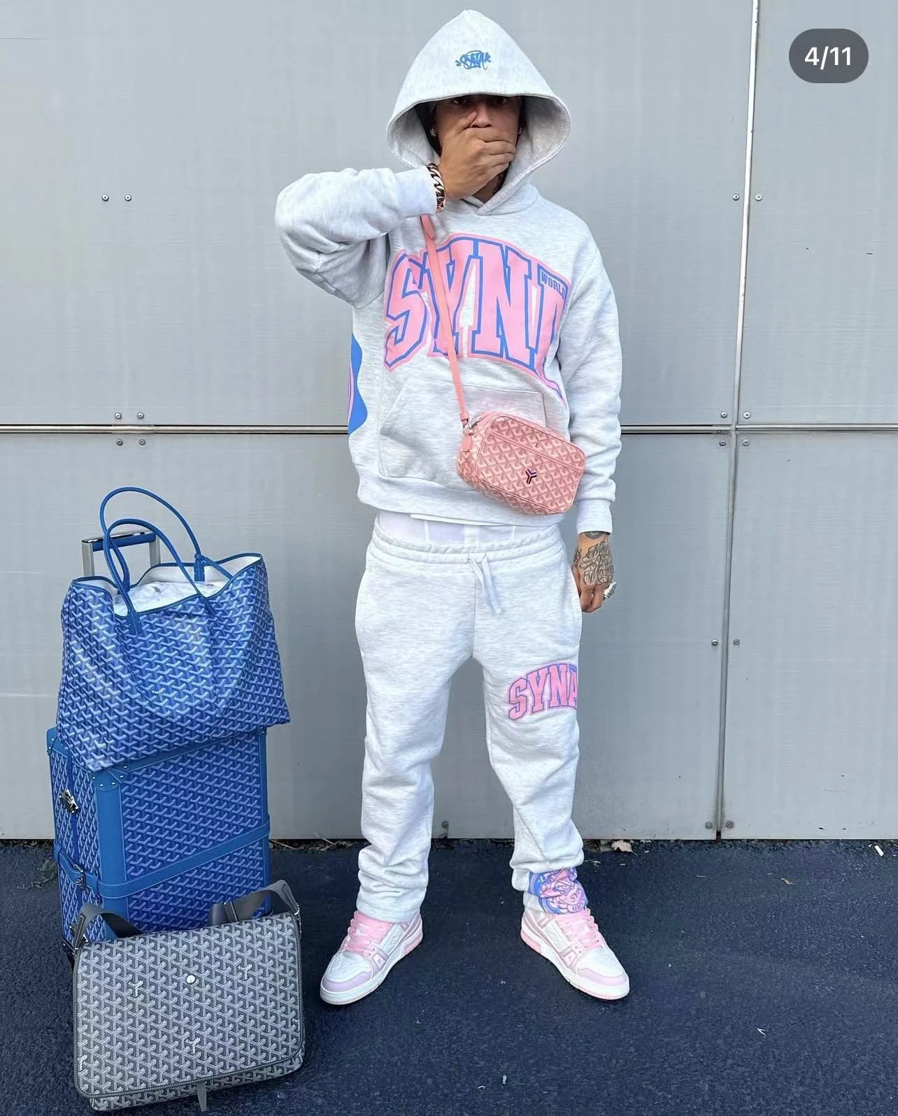 

Syna World Fce Lined Hoodie And Pants Set American Sle Letter Print Casual Loose Fit Autumn Winter Streetwear