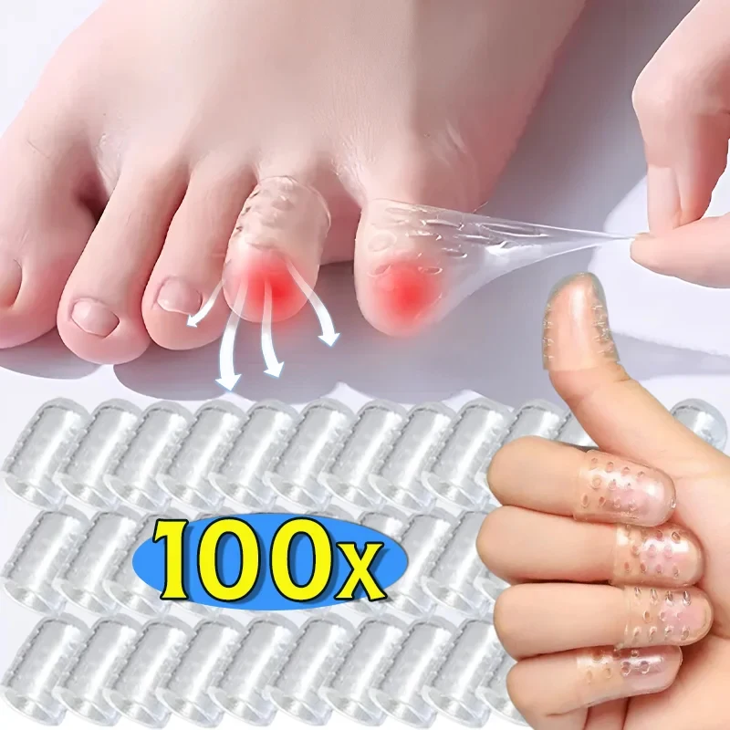 1-100pcs Transparent Silicone Toe Covers Women Gel Little Toes Protector Tube Foot Care Finger Caps Elasticity Prevents Blisters