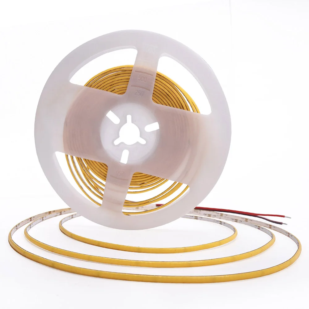 

5m Low Voltage Thin 3.7v 5v 12v 2.7mm 3mm COB LED Flexible Strip 3000K 4000K 6000K Orange Amber 1800k Red Green Blue Yellow