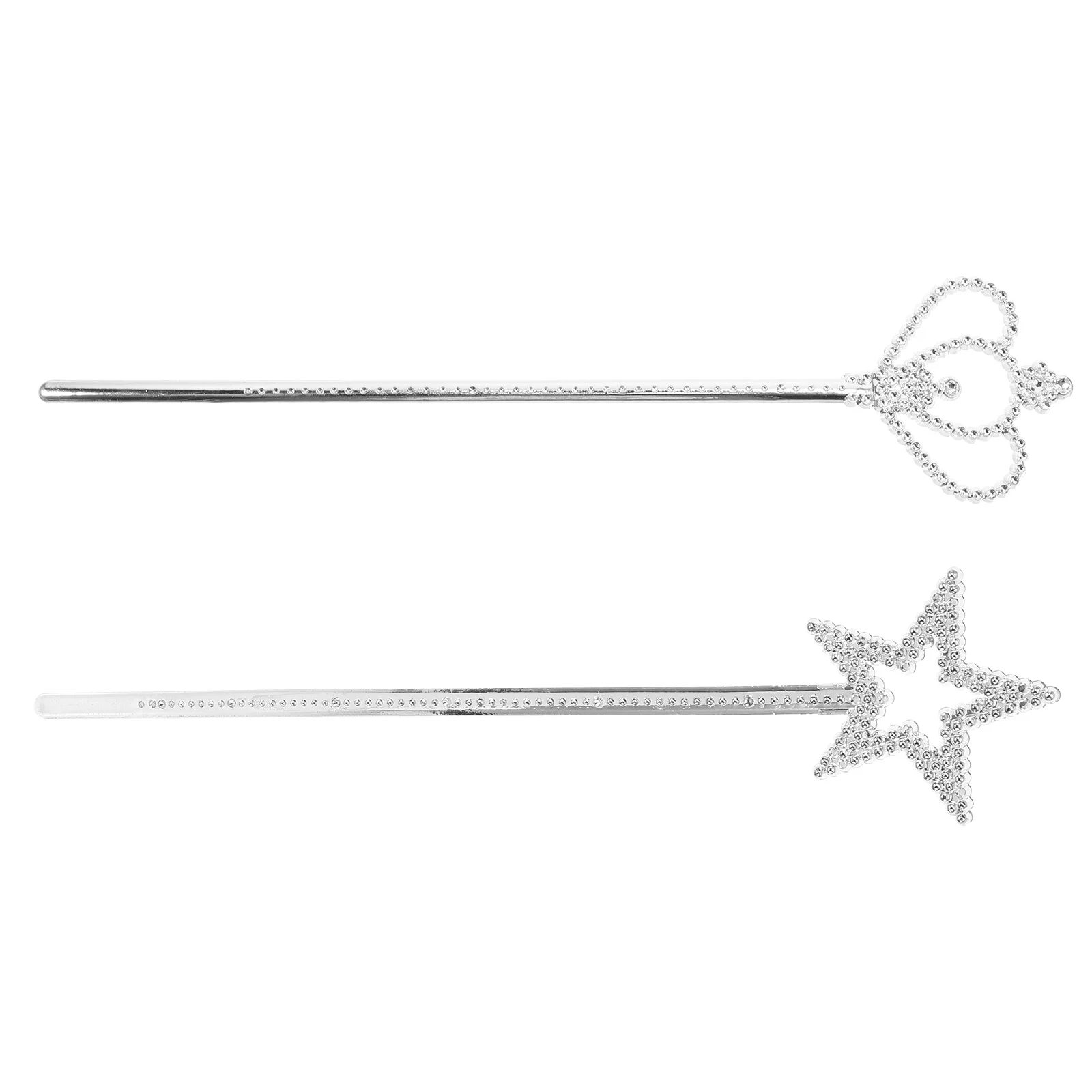 

2Pcs Silver Star Wand Crown Wand Princess Role Play Birthday Halloween Costume Princess Wands for Little Girls