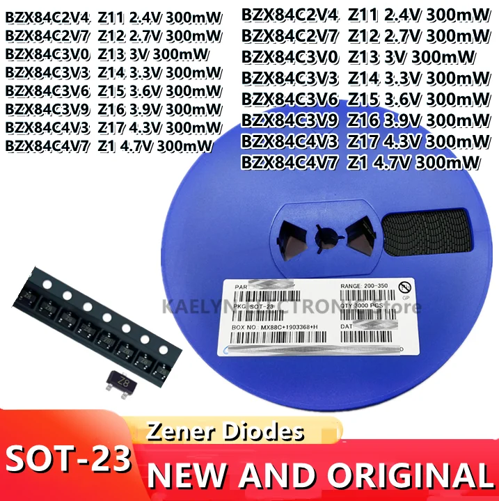 3000PCS Zener Diodes BZX84C2V4 84C2V7 84C3V0 84C3V3 84C3V6 84C3V9 84C4V3 84C4V7 84C5V1 84C5V6 84C6V2 84C6V8 7V5 8V2 9V1  SOT-23