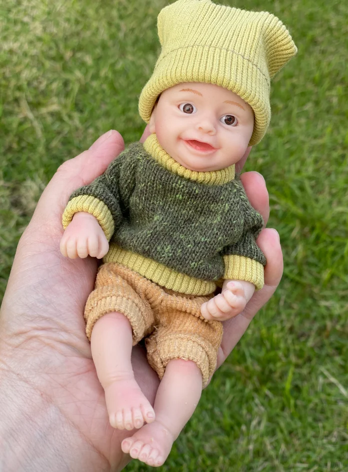 6 Inch Mini Reborn Doll Full Body Silicone Bebe Reborn Doll Handmade Lovely Smile Boys кукла реборн мальчик Blue Or Brown Eyes