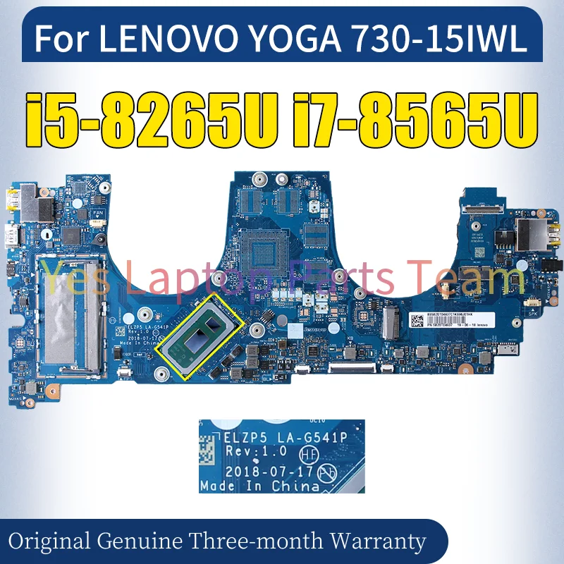 LA-G541P For LENOVO YOGA 730-15IWL Laptop Mainboard SREJQ i5-8265U SREJP i7-8565U 5B20T04891 5B20T04937 Notebook Motherboard