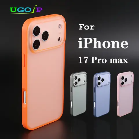 Ugojp caso para iphone 17 pro max fosco caso de telefone fosco lente da câmera anti-queda à prova de choque anti-impressão digital capa protetora