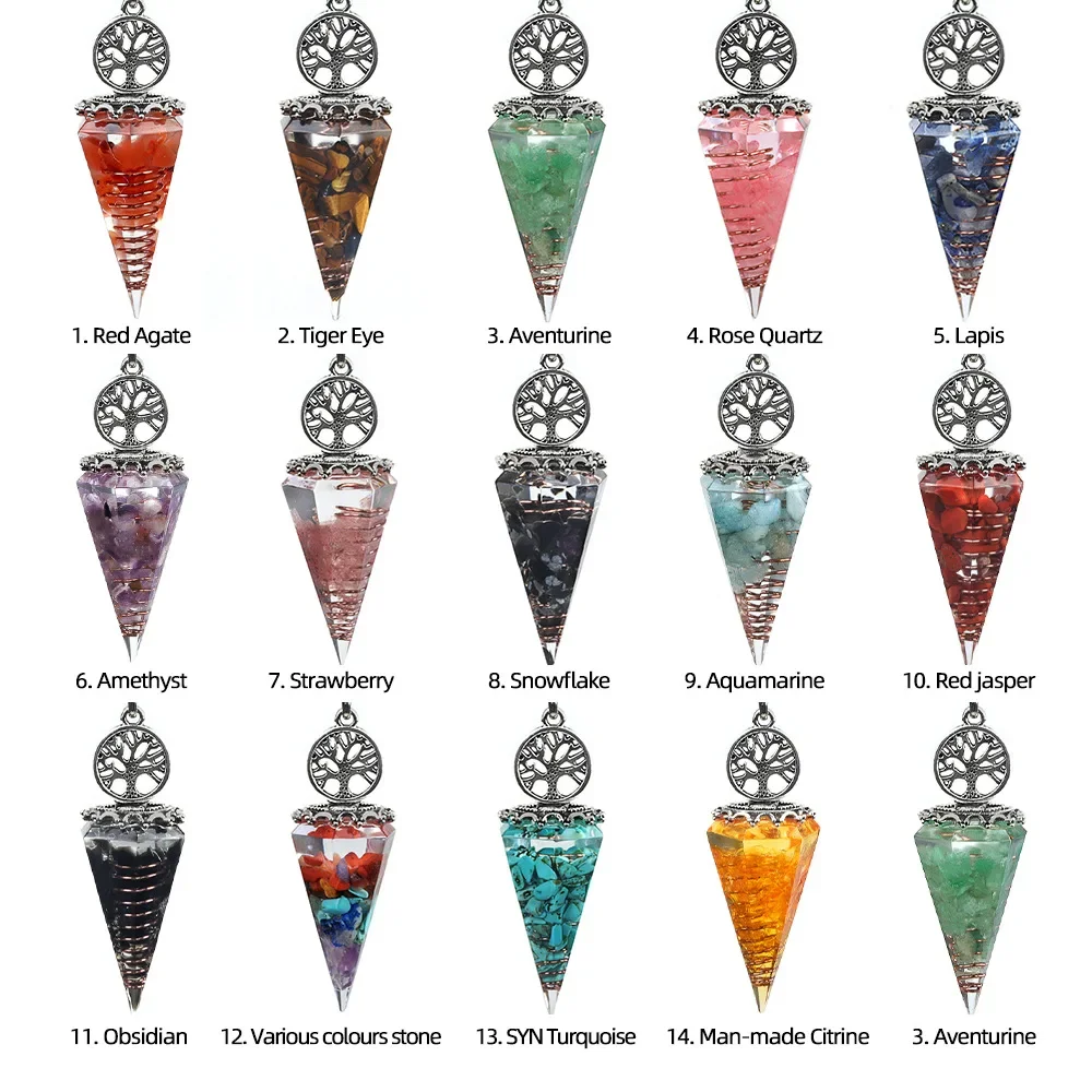 Ashmita Silver Pendulum Crystal Natural Crushed Stone Pendulum for Divination Hypnosis Healing Soul Witchcraft