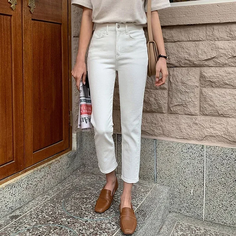 

Black Straight Jeans Women's High Waist Straight Leg 2025 Autumn Style Elastic Raw Edge Denim Pants Boyfriend