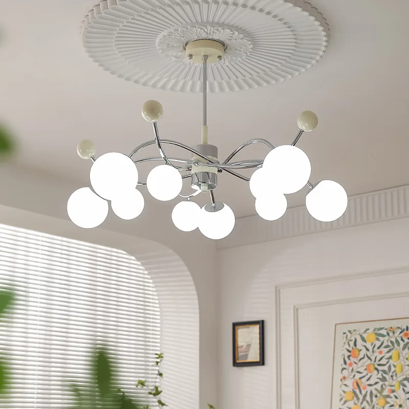Medieval living room chandelier magic bean Internet celebrity bedroom light Bauhaus cream wind