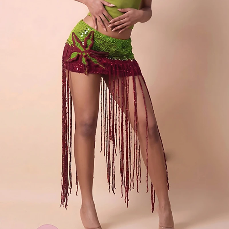 Sexy Crochet Beachwear Cover Ups Skirt Fashion Hight Waist Multi-color Knitted Skirt Lady Elegant Tassel Hollow Slim Half Skirts