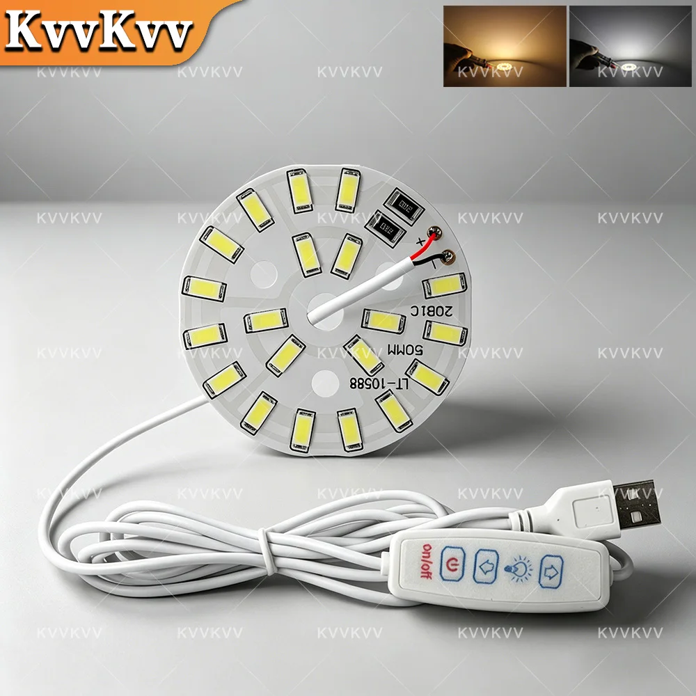 1PCS Dc 5V USB RGB LED Chip 31mm 50mm Round COB Light Board Warm Cold White DIY Module For Cabinet Table Night Lamp Bulb Source
