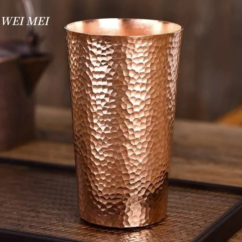 

Handcrafted Vintage Pure Copper Coffee Cup,Outdoor Juice Breakfast Mug,Hammer Texture Home use 360ml Drinking Tea Cup Tableware