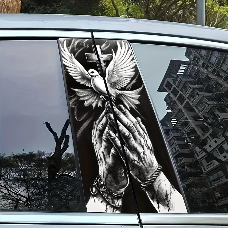 

Pair of Pigeon Hand Stickers Car Stickers - Cartoon PVC Vinyl B-Pillar Stickers, Self-Adhesive Waterproof and Scratch Resistant