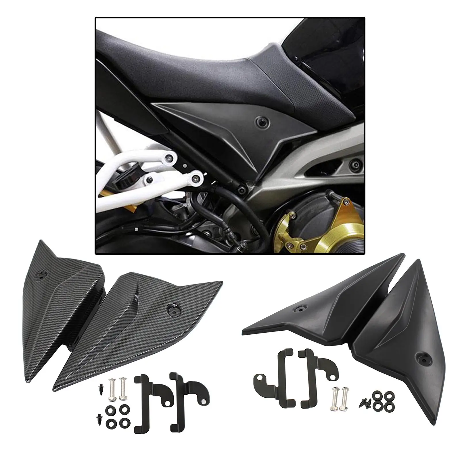 Kit de Carenados Laterales Negros de 32 cm para Motocicleta Yamaha FZ-09 2014-2020, Modificaciones y Mejoras para Moto