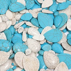 Drop Shape Turquoises Natural Stone Beads Cabochon Blue/White Flat Back Stripe Turquoise Loose Spacers For DIY Jewelry Making