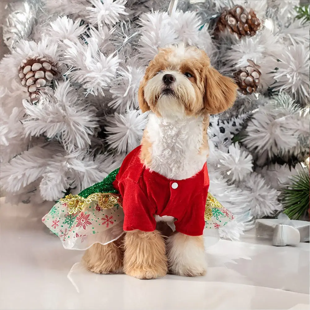 Christmas Dog Dresses For Small Dogs Clothes Winter Warm Skirt Christmas Cosplay Cat Pet Dog Dress Fancy Princess Puppy Dress