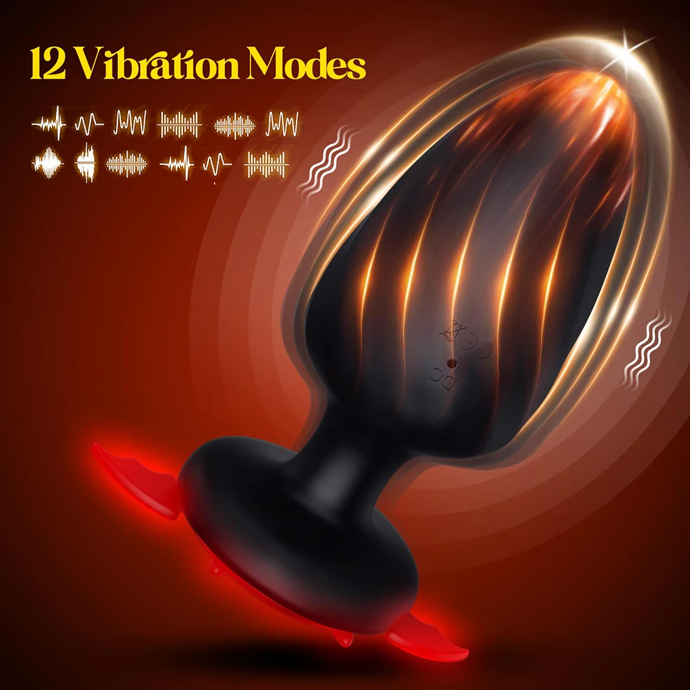 Luminous Devil Tail Silicone electric anal plug LED Wireless Remote Control Vibrator Butt plug Couple penetration Adult Sex Toys