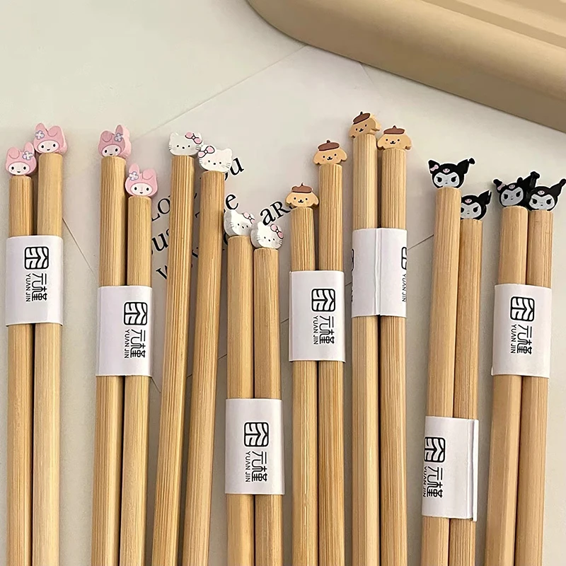 Kawaii Sanrio My Melody New Chopsticks Household Tableware Simple HelloKitty Health and Environmental Protection Bamboo Products