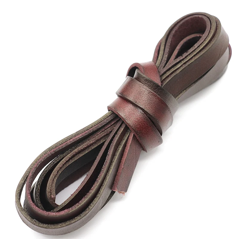 1/2m/lot Width 2/3/4/5mm Vintage Genuine Leather Cords Round Flat Leather Cord for DIY Leather Bracelet Jewelry Making Findings