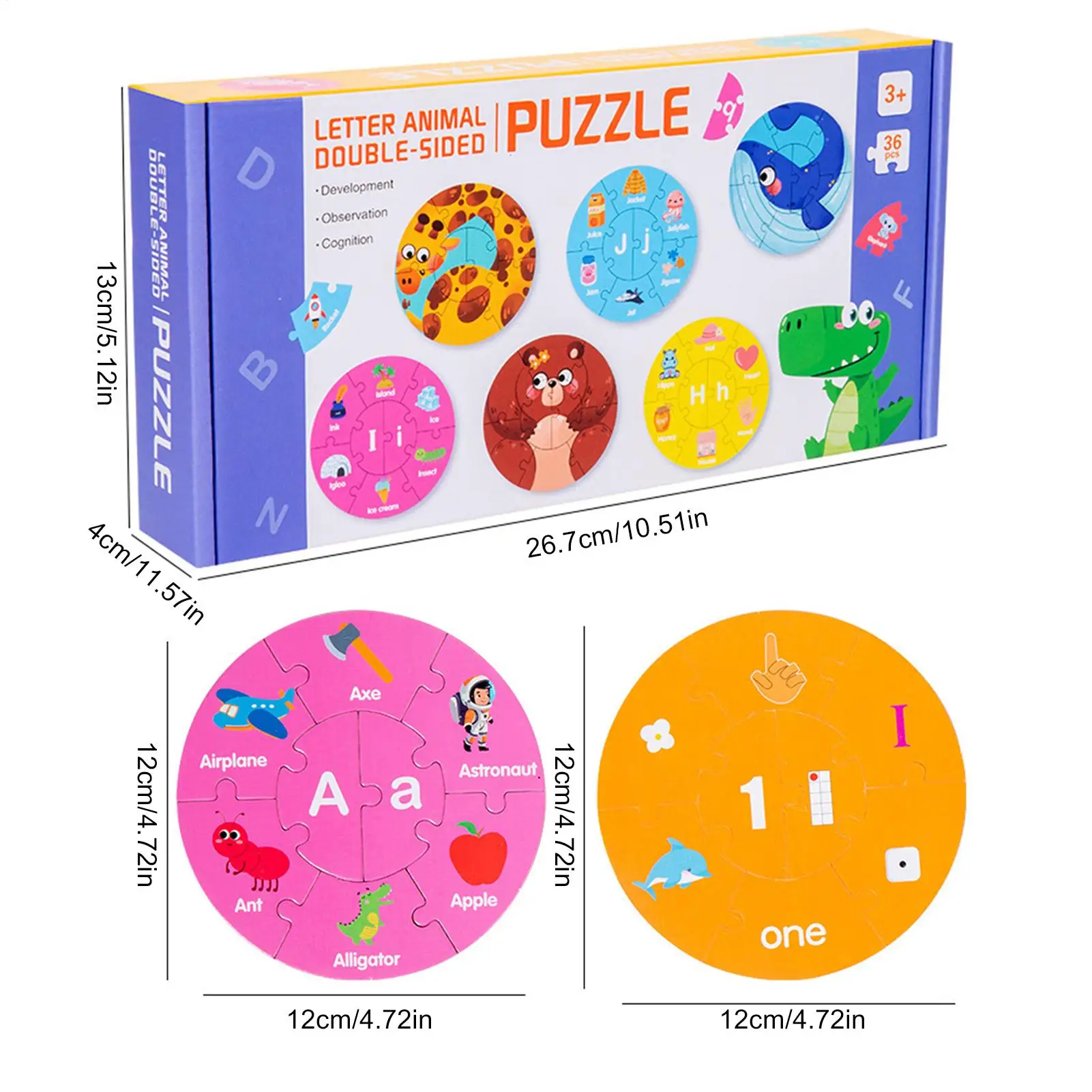나무 알파벳 퍼즐 유아 알파벳 번호 퍼즐 교육 장난감 양면 계산 철자 일치 게임