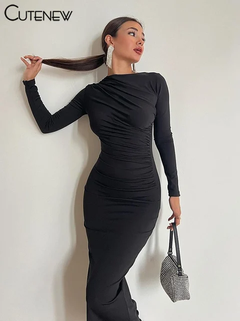 NIBBER damska elegancka, solidna, patchworkowa sukienka Maxi z okrągłym dekoltem, pełna, długa rękawy, modelująca sylwetkę szata Lady strój wieczorowy Vestidos