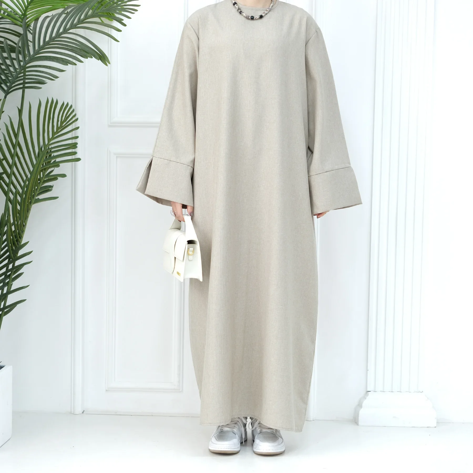 Ramadan Abaya for Women Muslim Modest Plain Abayas Solid Color Dress Turkish Elegant Dresses Eid Islam Clothing Long Robe