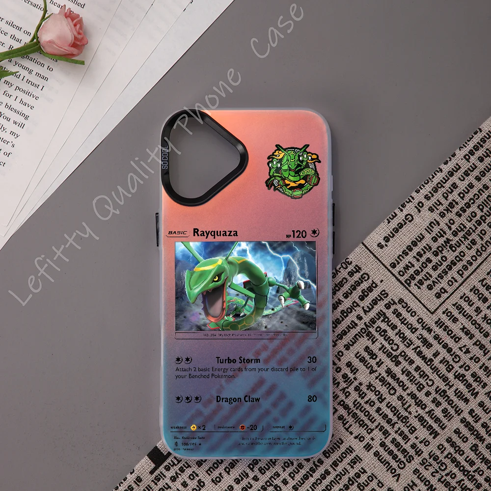 

Rayquaza Card Introduction Phone Case Laser Metallic For IPhone 16 15 14 13 12 11 Pro Max Matte Aurora Multicolor Gradient Cover